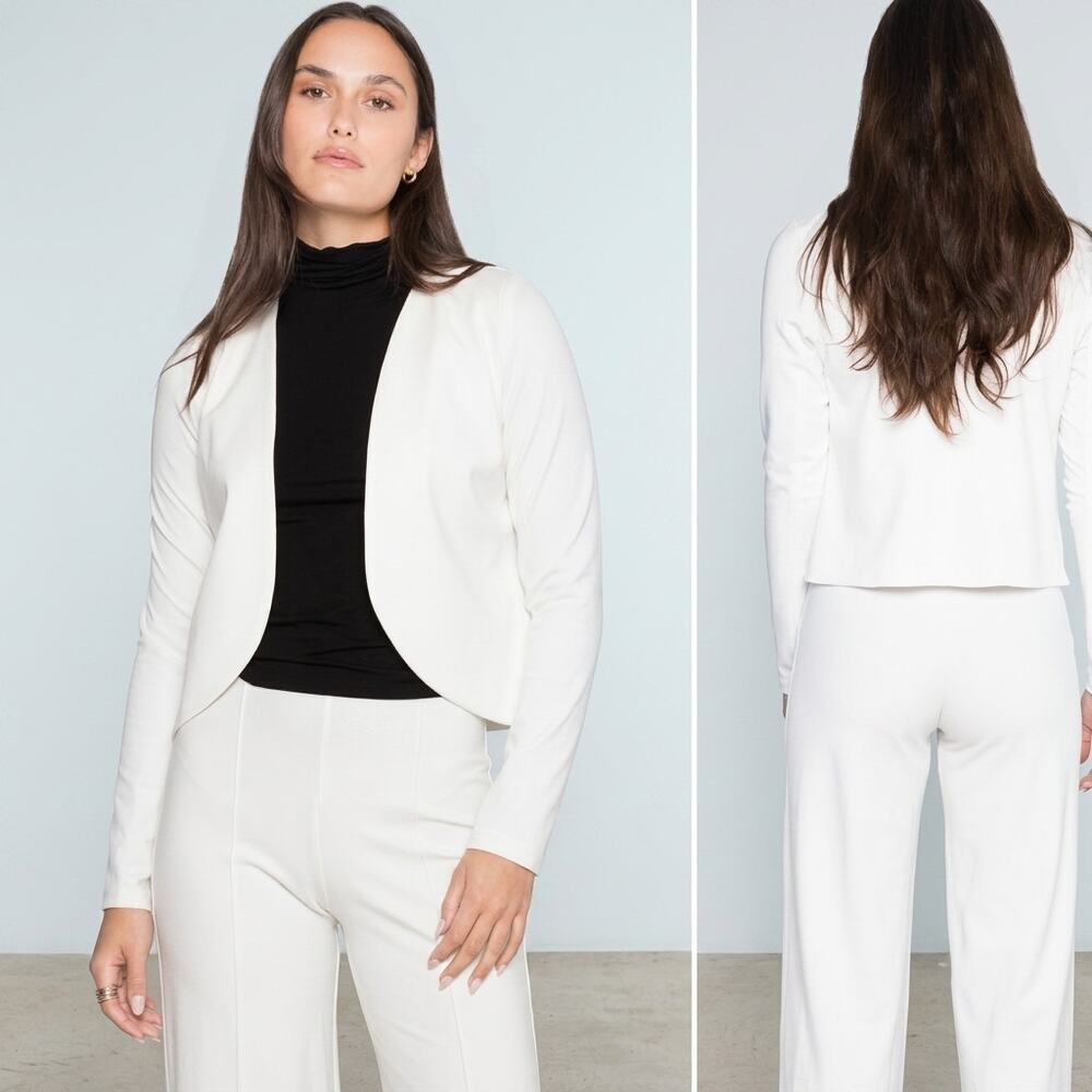 RIPLEY RADER Off-White Ponte Knit Bolero crop jacket size 2 (Small)